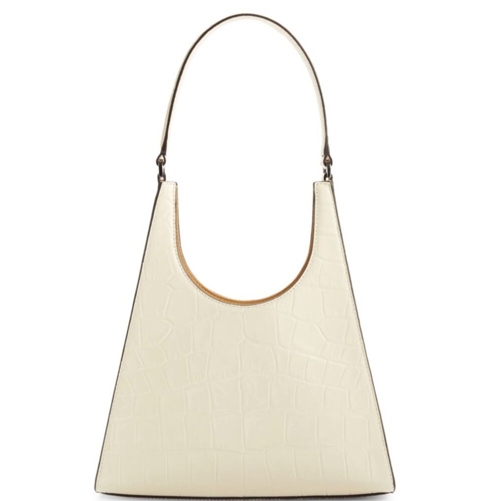 STAUD Rey Leather Bag in Cream